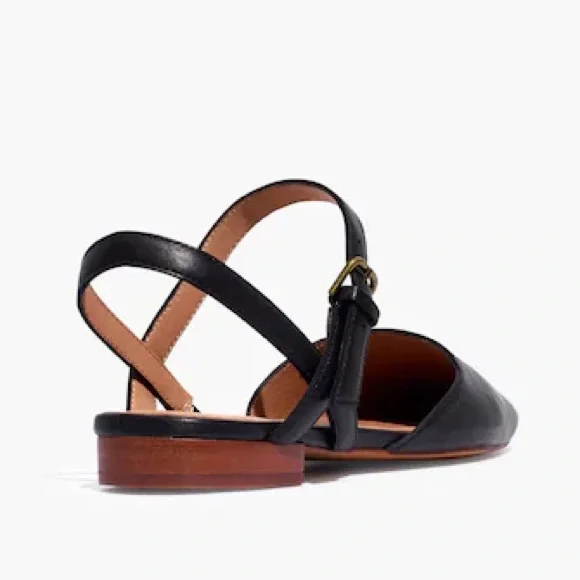 Madewell | Women’s Black Leather The Jeanne Slingback Adjustable Strap Flats 7 - Picture 4 of 16